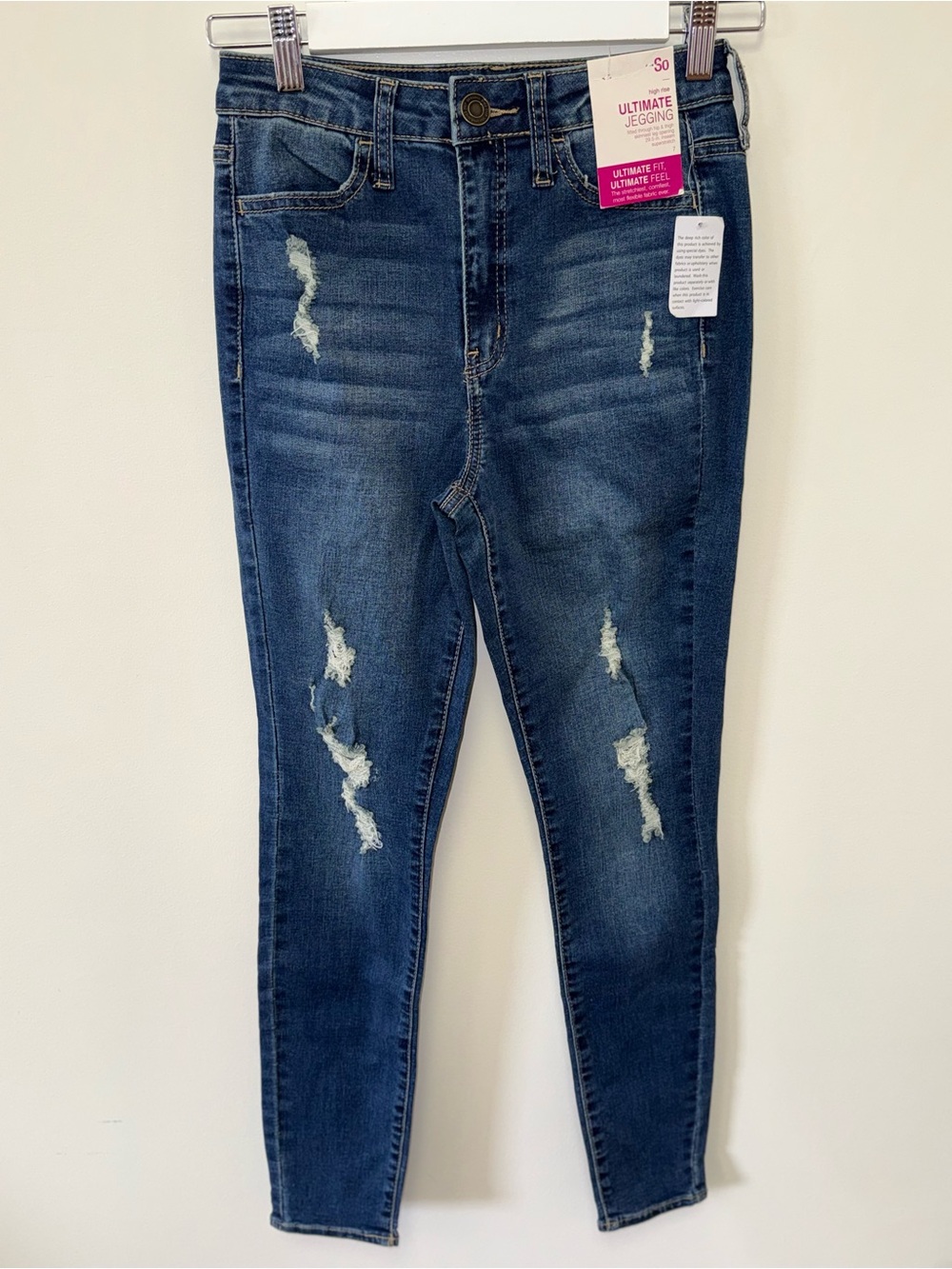 NWT SO (7) Brand New Distressed Ultimate Jegging High Rise Jeans with Stretch